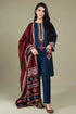 Sapphire- 3PC Linen Embroidered suit with Embroidered Shawll-RL994