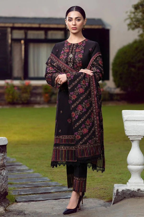 Bareeze - Winter Embroidered 3pc Dhanak dress with embroidered Dhanak   Royal Libass